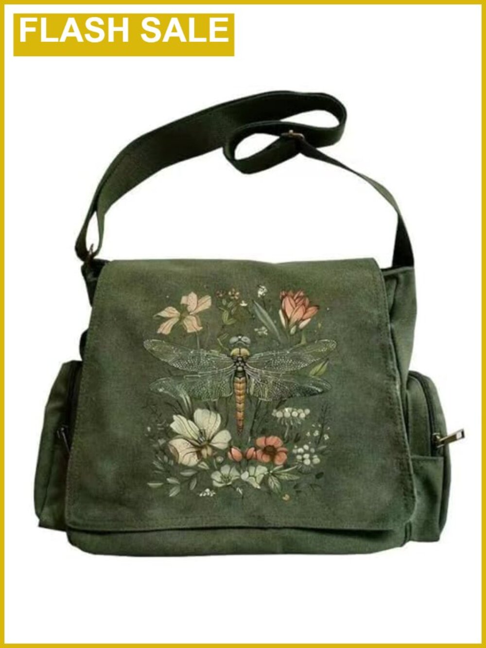 Pattern Messenger Bag Canvas Crossbody Purses with Pockets